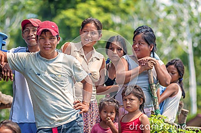 LORETO, PERU - JANUARY 02: Unidentified locals posing for camera Editorial Stock Photo