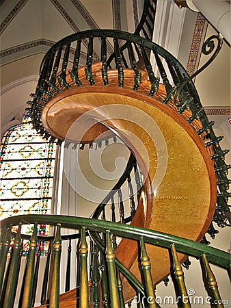 Loretto Chapel Miraculous Staircase in Santa Fe, New Mexico Editorial Stock Photo