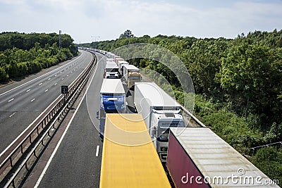 Lorries Parked on the M20 in Operation Stack Editorial Stock Photo