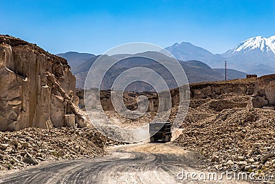 Lorry in a stone quarry Editorial Stock Photo