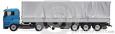 Lorry trailer with curtainside from tarp. 3D rendering Stock Photo