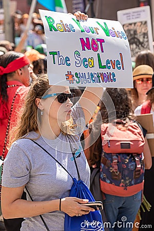 Youth Climate Change March Los Angeles Editorial Stock Photo