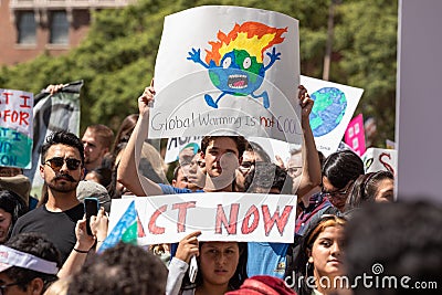 Youth Climate Change March Los Angeles Editorial Stock Photo