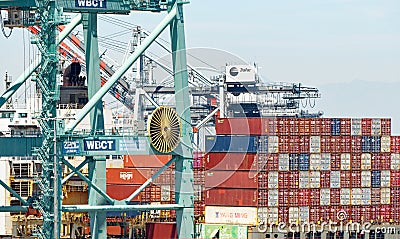 Freight Cranes in San Pedro Editorial Stock Photo