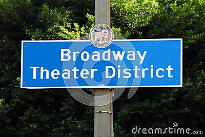 Los Angeles, California: Broadway Theater District sign Editorial Stock Photo