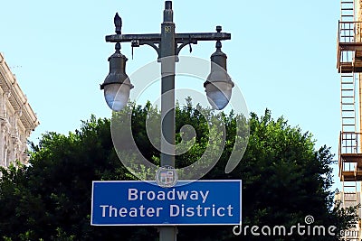 Los Angeles, California: Broadway Theater District sign Editorial Stock Photo