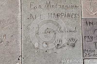 Hand and Footprints of Judy Garland Editorial Stock Photo