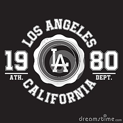 Los Angeles, California typography for t-shirt print. Sports, athletic t-shirt graphics Vector Illustration