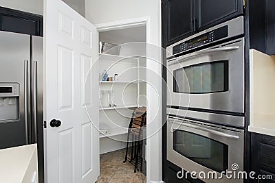 kitchen pantry, closet, door, corner, appliance, oven, lifestyle Editorial Stock Photo