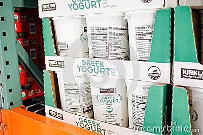 Kirkland Signature Greek yogurt at store Editorial Stock Photo