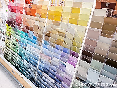 Paint color sample cards at store Editorial Stock Photo