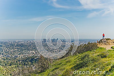 Hollywood hills, Los Angeles. Griffith Park hiking trail. Editorial Stock Photo