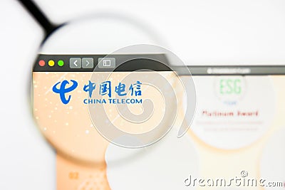 Los Angeles, California, USA - 8 April 2019: Illustrative Editorial of China Telecom website homepage. China Telecom Editorial Stock Photo