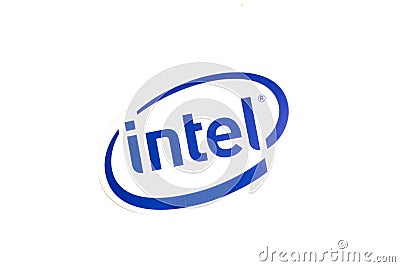 Los Angeles, California, USA - 17 January 2020: Intel logo on white background, Illustrative Editorial Editorial Stock Photo