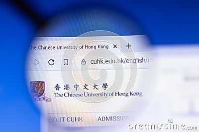 Los Angeles, California, USA - 3 March 2020: Chinese University of Hong Kong CUHK website homepage logo visible on display screen Editorial Stock Photo
