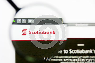 Los Angeles, California, USA - 24 March 2019: Illustrative Editorial of Bank of Nova Scotia website homepage. Bank of Editorial Stock Photo