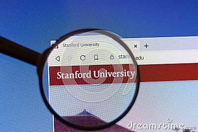 Los Angeles, California, USA - 3 March 2020: Stanford University website homepage logo visible on display screen, Illustrative Editorial Stock Photo