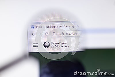 Los Angeles, California, USA - 7 March 2020: Tecnologico de Monterrey website homepage logo visible on display close-up, Editorial Stock Photo