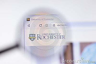 Los Angeles, California, USA - 7 March 2020: University of Rochester website homepage logo visible on display close-up, Editorial Stock Photo