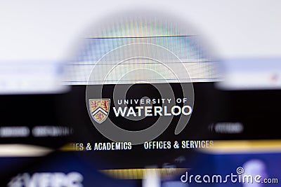 Los Angeles, California, USA - 7 March 2020: University of Waterloo website homepage logo visible on display close-up, Editorial Stock Photo