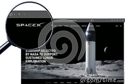 Los Angeles, California, USA - 11 Martha 2023: SpaceX website homepage. SpaceX logo visible. Editorial Stock Photo