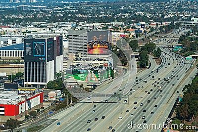 Aerial view of the 405 near Los Angeles Airport (LAX) Editorial Stock Photo