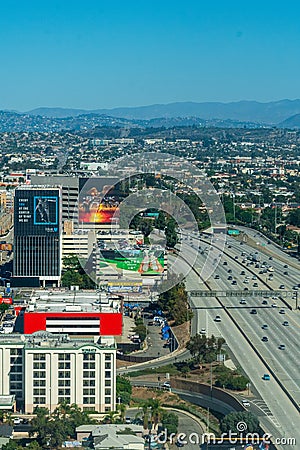 Aerial view of the 405 near Los Angeles Airport (LAX) Editorial Stock Photo