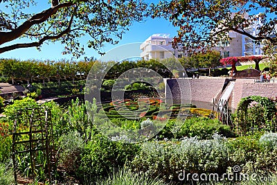 Los Angeles, California: view of Robert Irwin's Central Garden at The Getty Center Museum Editorial Stock Photo