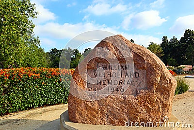 Los Angeles, California: William Mulholland Memorial located at Riverside Dr and Los Feliz Blvd, Los Angeles Editorial Stock Photo