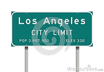 Los Angeles City Limit road sign Cartoon Illustration