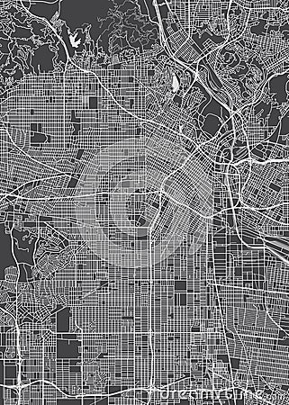 Los Angeles city plan, detailed vector map Vector Illustration