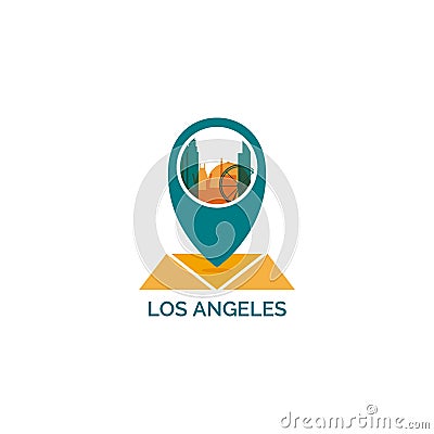 Los Angeles city skyline shape logo icon illustration Vector Illustration