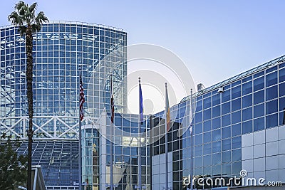 Los Angeles Convention Center South Hall and the bridge connecting the West Hall Editorial Stock Photo