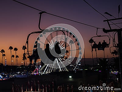 Los Angeles County Fair Skyride at Night Editorial Stock Photo