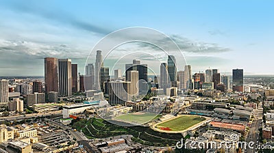 Los Angeles downtown skyline. Los angels city, downtown top aerial view. Editorial Stock Photo