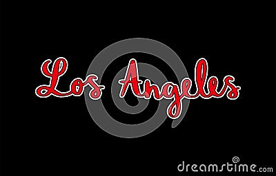 Los Angeles hand lettering with red and white colors Vector Illustration