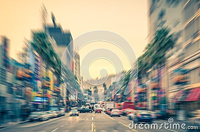 Los Angeles - Hollywood Boulevard before sunset - Walk of Fame Stock Photo