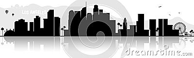 Los Angeles L.A. Skyline silhouette black isolated Vector Illustration