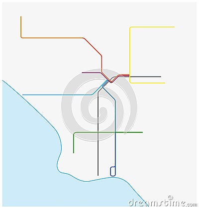 Los angeles metro vector map, California, United States Vector Illustration