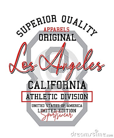 Los Angeles numbers 8 typography design, united states style, for apparels and t-shirt print graphics, vectors Vector Illustration