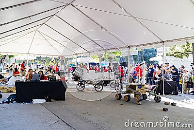 Astronomy equipment display in the NASA JPL open event Editorial Stock Photo