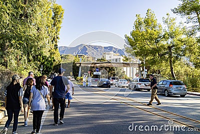 Peopl walking towards to the NASA JPL Editorial Stock Photo