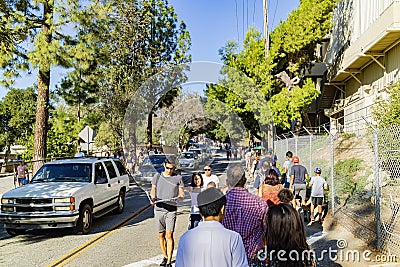 Peopl walking towards to the NASA JPL Editorial Stock Photo