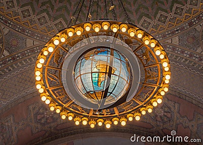 Los Angeles Public Library chandelier Editorial Stock Photo