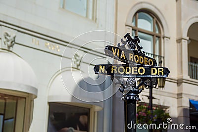 Los Angeles Rodeo Drive street signs Stock Photo