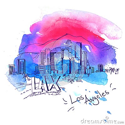 Los Angeles Skyline Vector Illustration