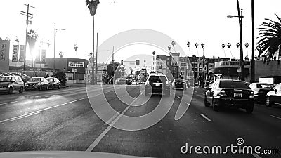 Los Angeles streets in black and white - regular day Editorial Stock Photo
