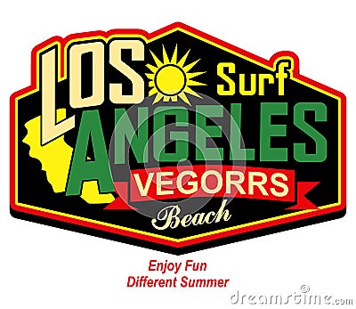 Los angeles surf vegorrs beach logo Stock Photo