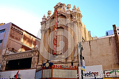 Los Angeles Theatre in the historic Broadway Theater District, downtown Los Angeles Editorial Stock Photo