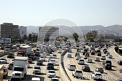 Traffic on 405 Freeway Los Angeles CA Editorial Stock Photo